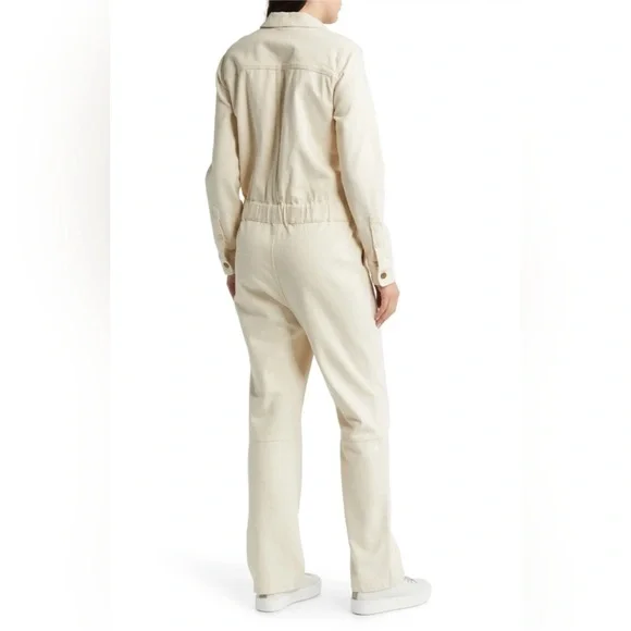 NWT Faherty Natural Ecru Overland Organic Stretch Twill Jumpsuit M - Picture 5 of 9